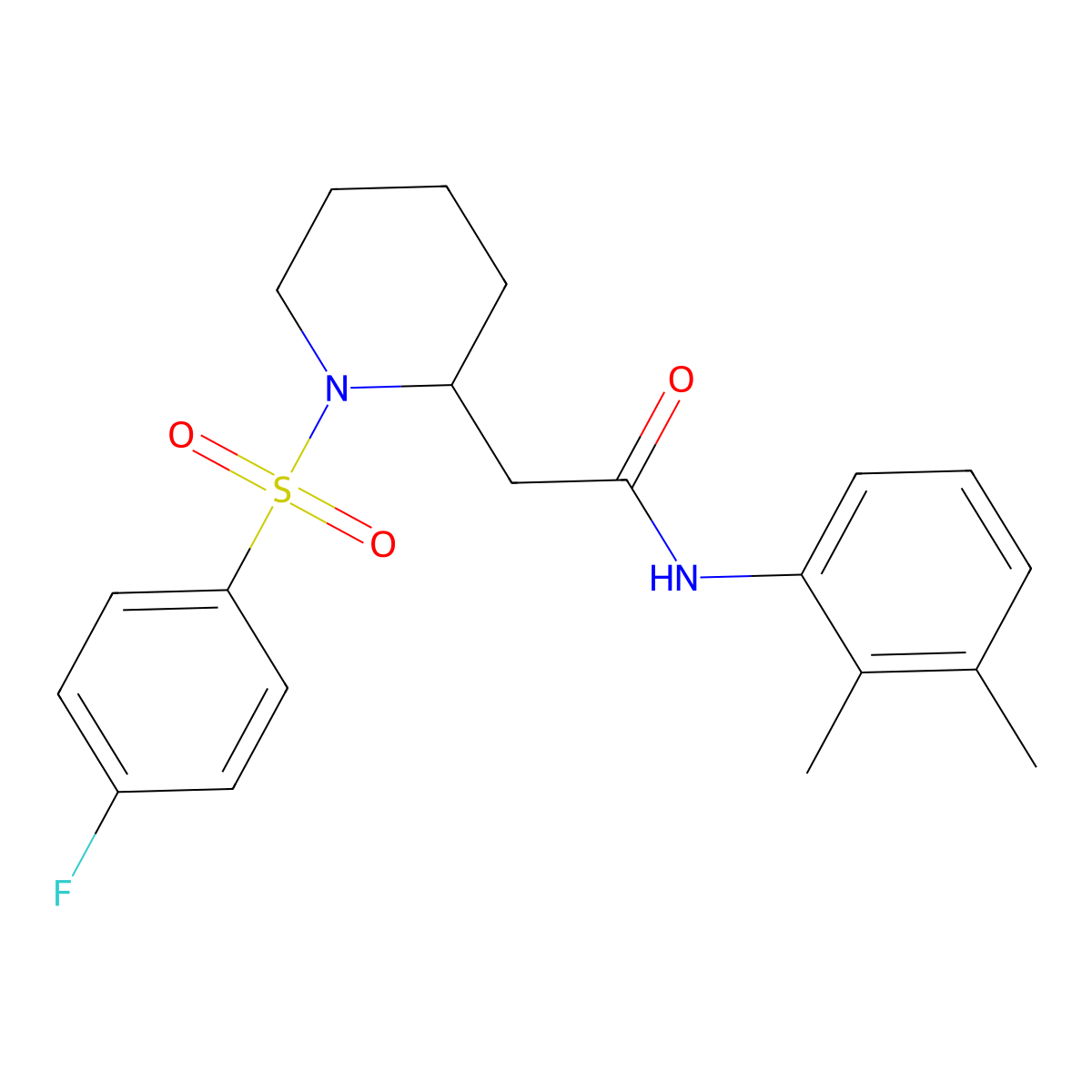 N-(2,3-dimethylphenyl)-2-(1-((4-fluorophenyl)sulfonyl)piperidin-2-yl)acetamide molecular structure, CAS 1021118-98-8