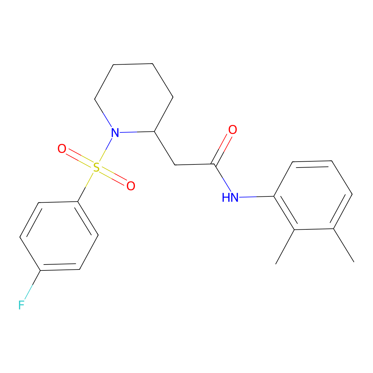 N-(2,3-dimethylphenyl)-2-(1-((4-fluorophenyl)sulfonyl)piperidin-2-yl)acetamide molecular structure, CAS 1021118-98-8