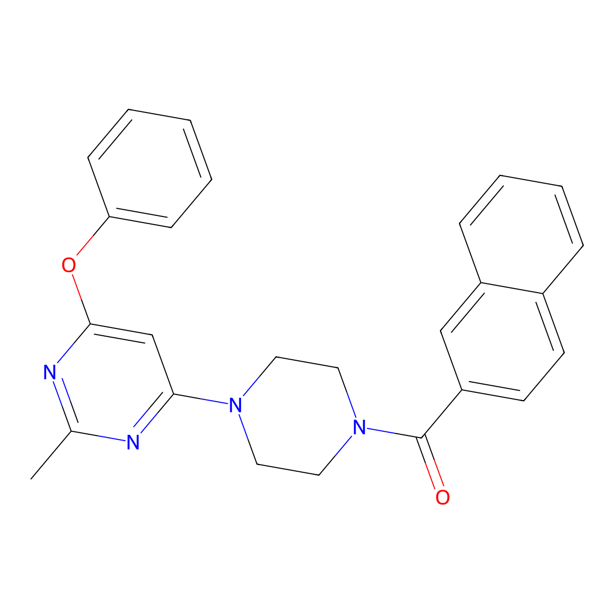 (4-(2-Methyl-6-phenoxypyrimidin-4-yl)piperazin-1-yl)(naphthalen-2-yl)methanone molecular structure, CAS 1021119-24-3