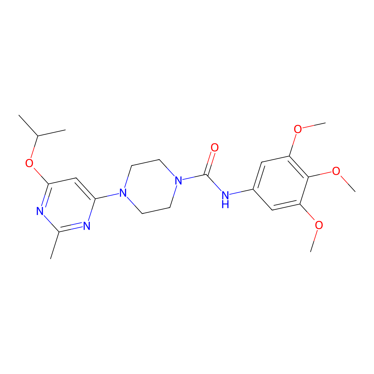 4-(6-isopropoxy-2-methylpyrimidin-4-yl)-N-(3,4,5-trimethoxyphenyl)piperazine-1-carboxamide molecular structure, CAS 1021119-35-6