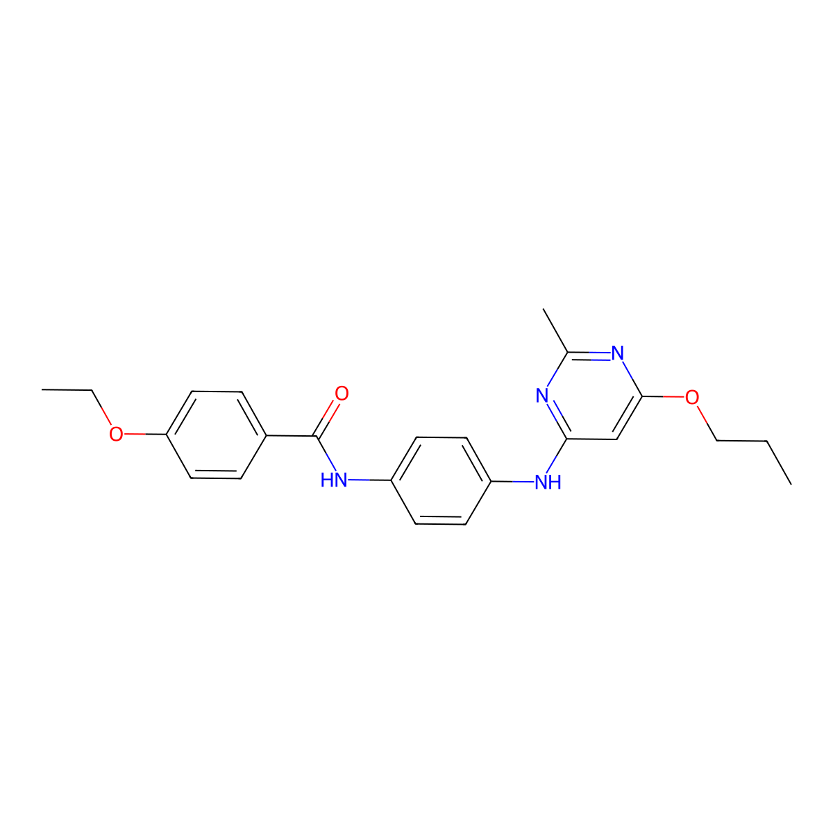 4-ethoxy-N-(4-((2-methyl-6-propoxypyrimidin-4-yl)amino)phenyl)benzamide molecular structure, CAS 1021119-58-3