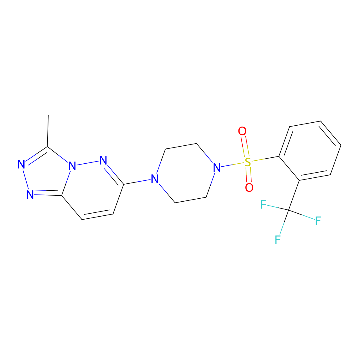 3-Methyl-6-(4-((2-(trifluoromethyl)phenyl)sulfonyl)piperazin-1-yl)-[1,2,4]triazolo[4,3-b]pyridazine molecular structure, CAS 1021119-81-2