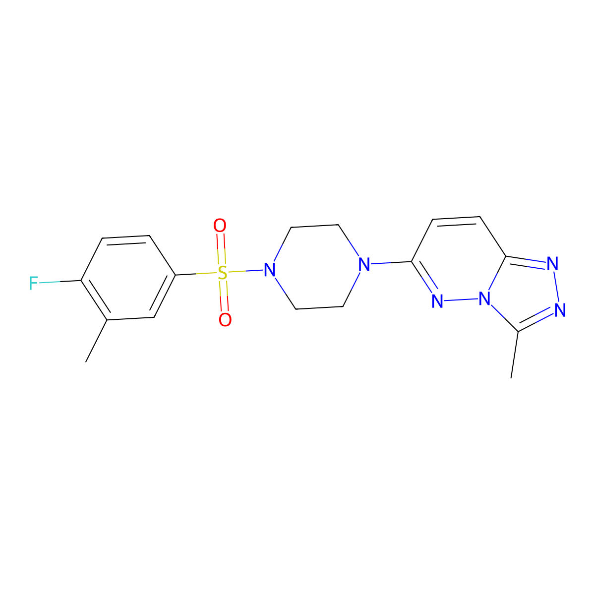 6-(4-((4-Fluoro-3-methylphenyl)sulfonyl)piperazin-1-yl)-3-methyl-[1,2,4]triazolo[4,3-b]pyridazine molecular structure, CAS 1021119-83-4