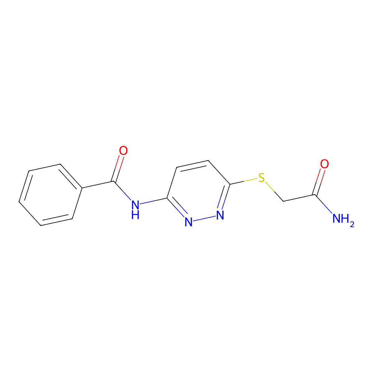 N-(6-((2-amino-2-oxoethyl)thio)pyridazin-3-yl)benzamide molecular structure, CAS 1021119-85-6