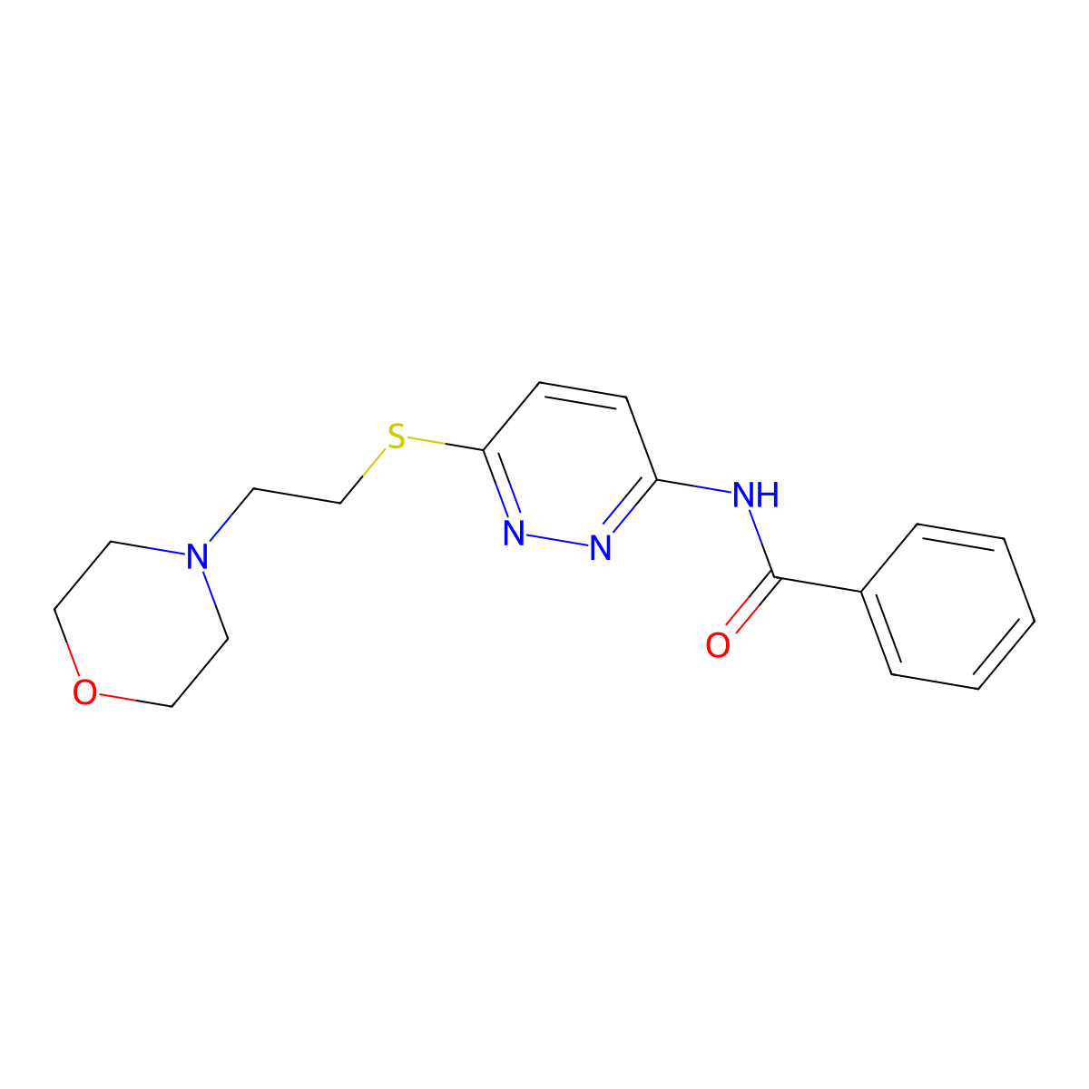 N-(6-((2-morpholinoethyl)thio)pyridazin-3-yl)benzamide molecular structure, CAS 1021120-05-7