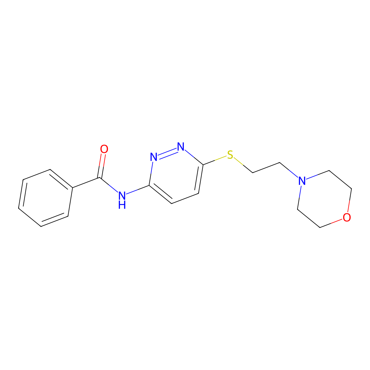 N-(6-((2-morpholinoethyl)thio)pyridazin-3-yl)benzamide molecular structure, CAS 1021120-05-7