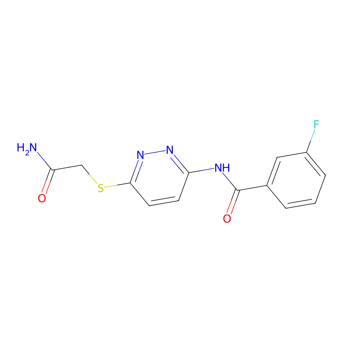 N-(6-((2-amino-2-oxoethyl)thio)pyridazin-3-yl)-3-fluorobenzamide molecular structure, CAS 1021120-09-1