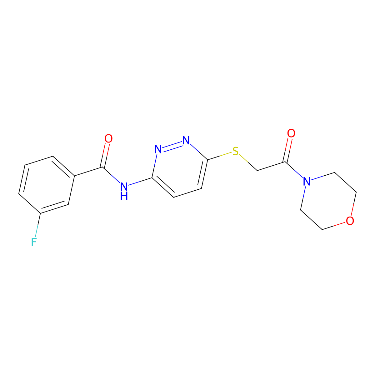 3-fluoro-N-(6-((2-morpholino-2-oxoethyl)thio)pyridazin-3-yl)benzamide molecular structure, CAS 1021120-15-9