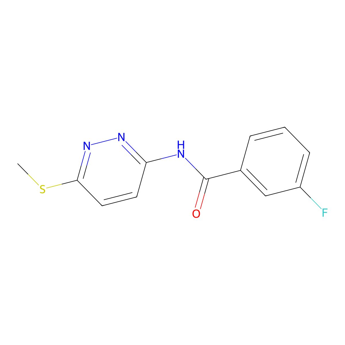 3-fluoro-N-(6-(methylthio)pyridazin-3-yl)benzamide molecular structure, CAS 1021120-20-6