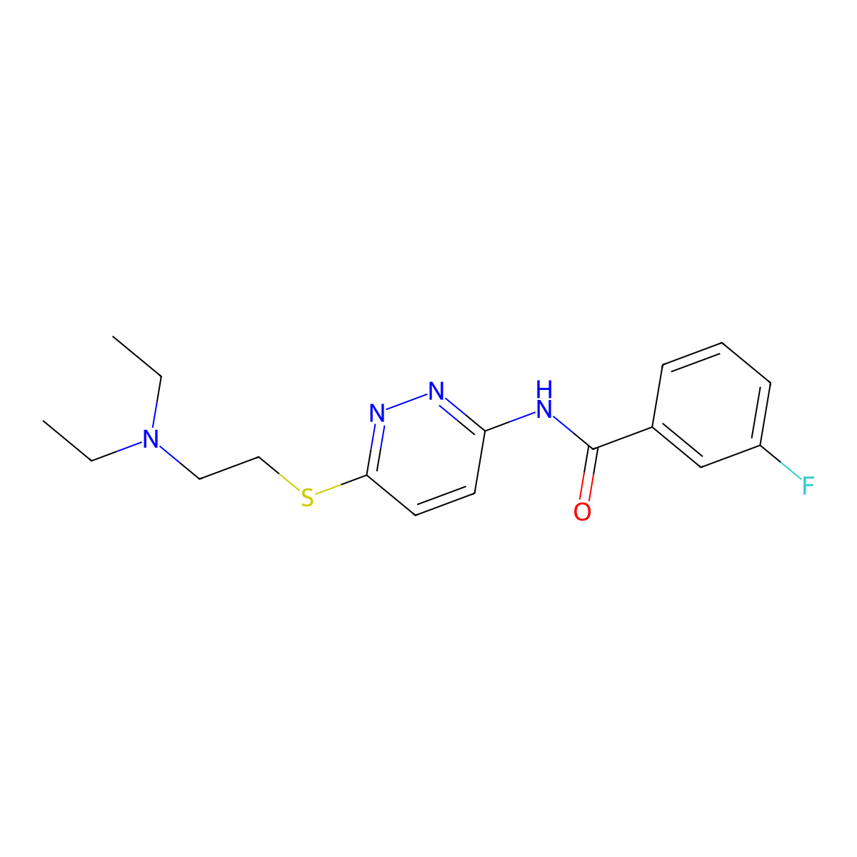 N-(6-((2-(diethylamino)ethyl)thio)pyridazin-3-yl)-3-fluorobenzamide molecular structure, CAS 1021120-22-8