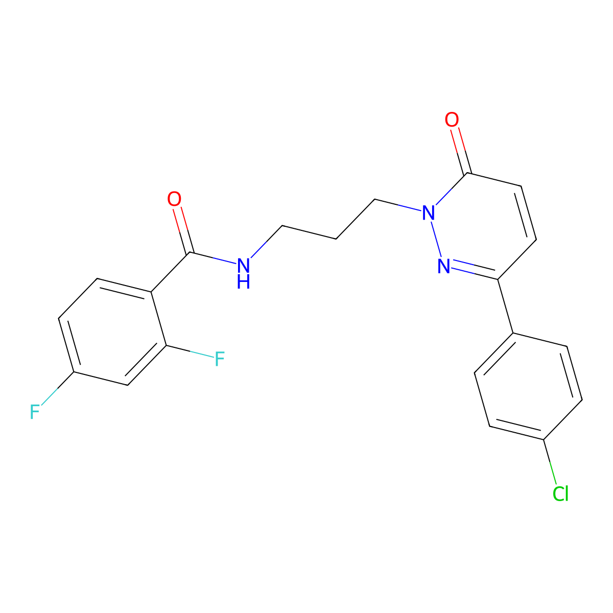 N-(3-(3-(4-chlorophenyl)-6-oxopyridazin-1(6H)-yl)propyl)-2,4-difluorobenzamide molecular structure, CAS 1021120-47-7
