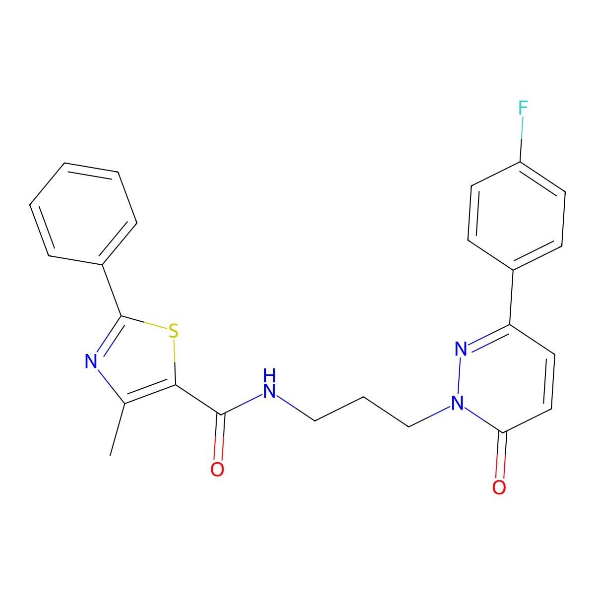 N-(3-(3-(4-fluorophenyl)-6-oxopyridazin-1(6H)-yl)propyl)-4-methyl-2-phenylthiazole-5-carboxamide molecular structure, CAS 1021120-51-3