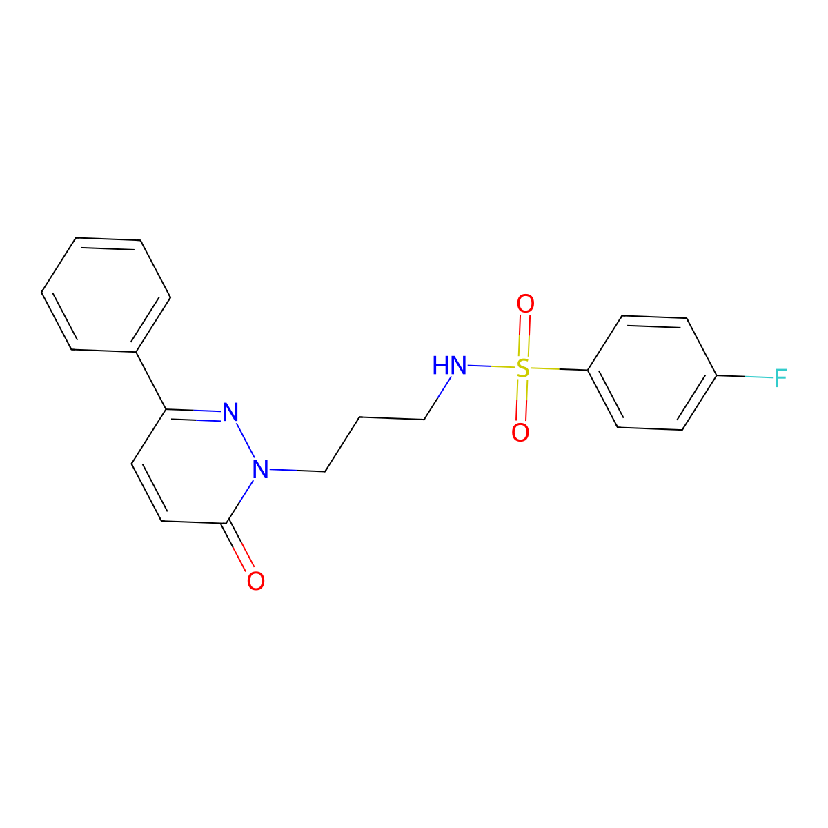 4-fluoro-N-(3-(6-oxo-3-phenylpyridazin-1(6H)-yl)propyl)benzenesulfonamide molecular structure, CAS 1021120-57-9
