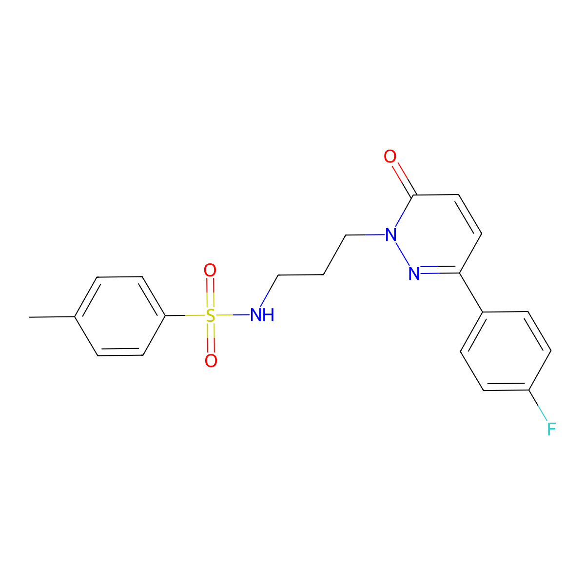N-(3-(3-(4-fluorophenyl)-6-oxopyridazin-1(6H)-yl)propyl)-4-methylbenzenesulfonamide molecular structure, CAS 1021120-65-9