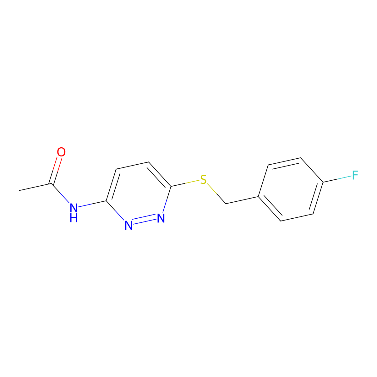 N-(6-((4-fluorobenzyl)thio)pyridazin-3-yl)acetamide molecular structure, CAS 1021120-69-3