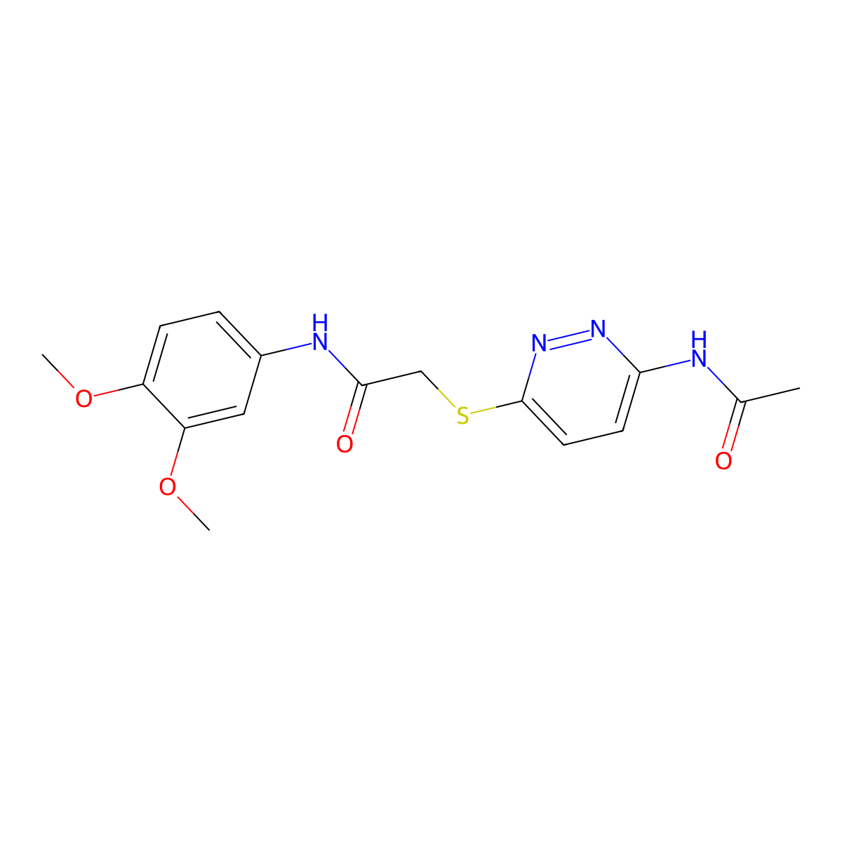2-((6-acetamidopyridazin-3-yl)thio)-N-(3,4-dimethoxyphenyl)acetamide molecular structure, CAS 1021120-74-0