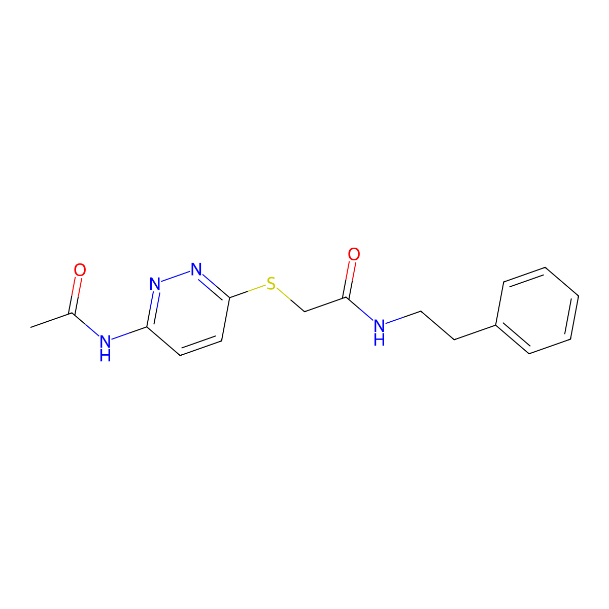 2-((6-acetamidopyridazin-3-yl)thio)-N-phenethylacetamide molecular structure, CAS 1021120-80-8
