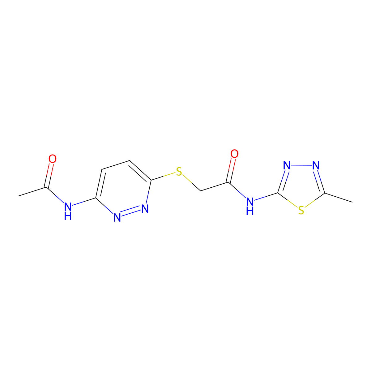 2-((6-acetamidopyridazin-3-yl)thio)-N-(5-methyl-1,3,4-thiadiazol-2-yl)acetamide molecular structure, CAS 1021120-88-6