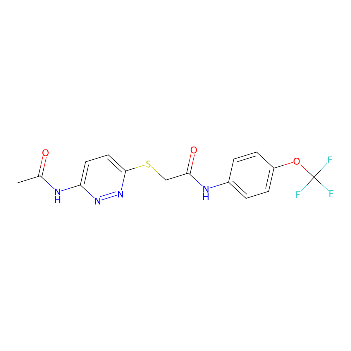 2-((6-acetamidopyridazin-3-yl)thio)-N-(4-(trifluoromethoxy)phenyl)acetamide molecular structure, CAS 1021120-95-5