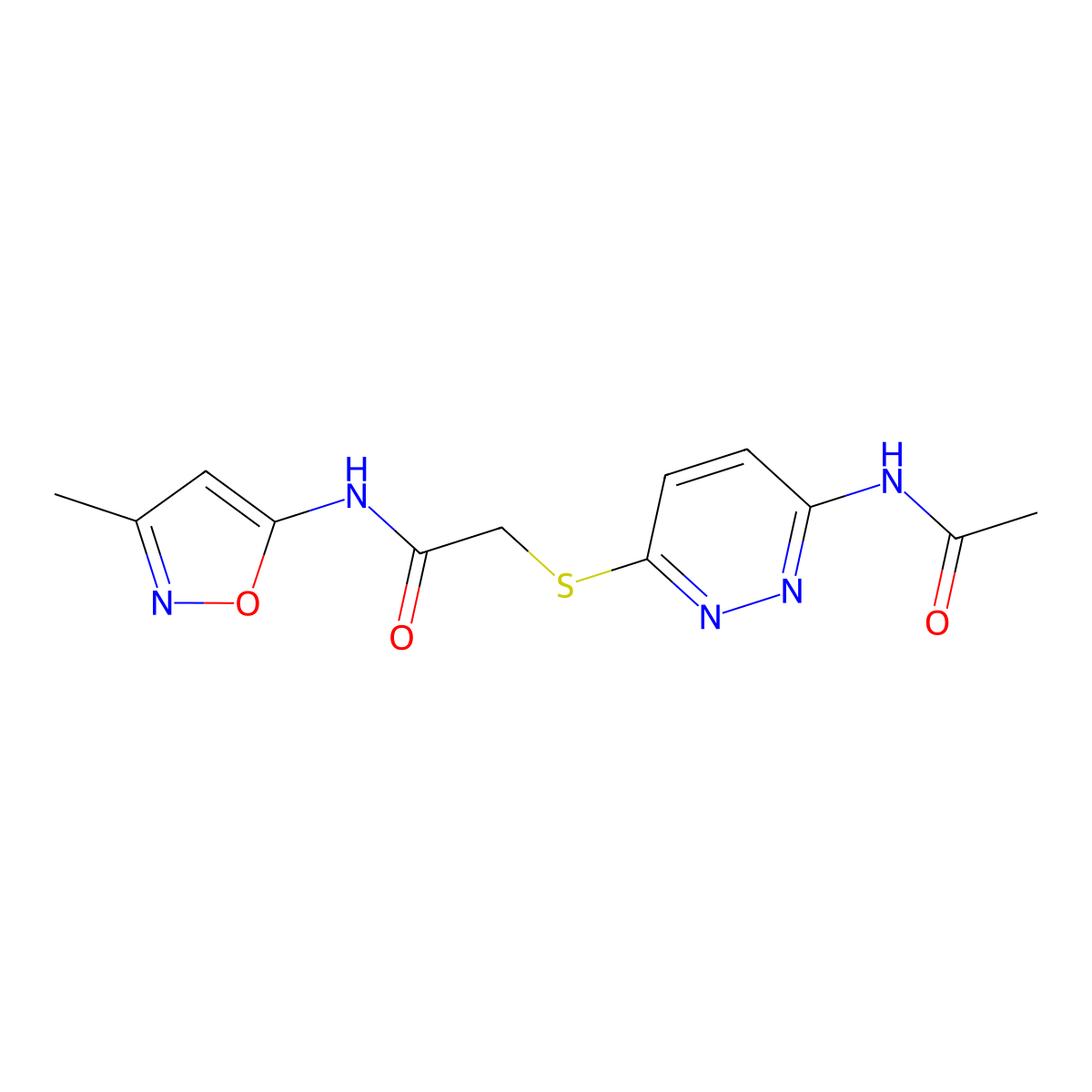 2-((6-acetamidopyridazin-3-yl)thio)-N-(3-methylisoxazol-5-yl)acetamide molecular structure, CAS 1021121-01-6