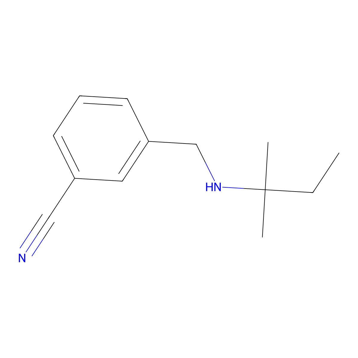 3-{[(2-Methylbutan-2-YL)amino]methyl}benzonitrile molecular structure, CAS 1021121-07-2