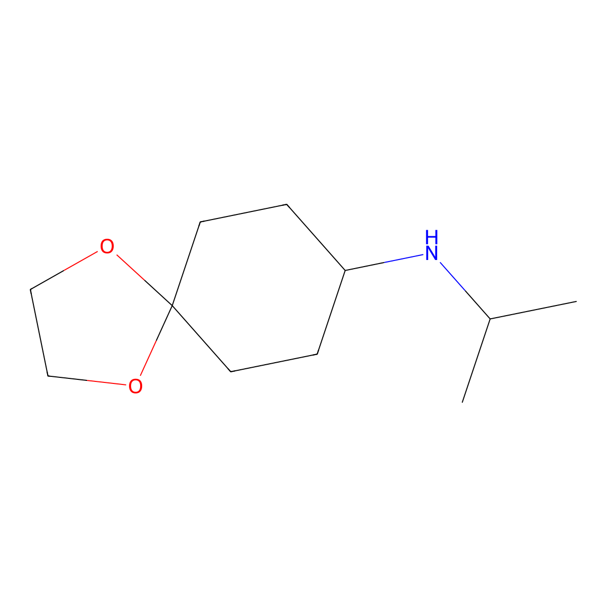 N-(propan-2-yl)-1,4-dioxaspiro[4.5]decan-8-amine molecular structure, CAS 1021121-39-0
