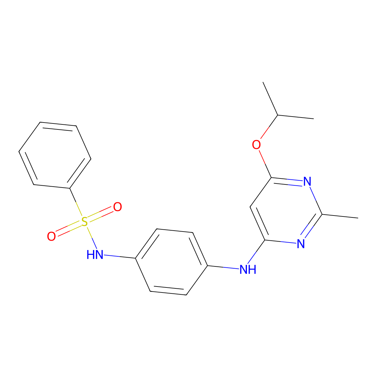 N-(4-((6-isopropoxy-2-methylpyrimidin-4-yl)amino)phenyl)benzenesulfonamide molecular structure, CAS 1021121-64-1