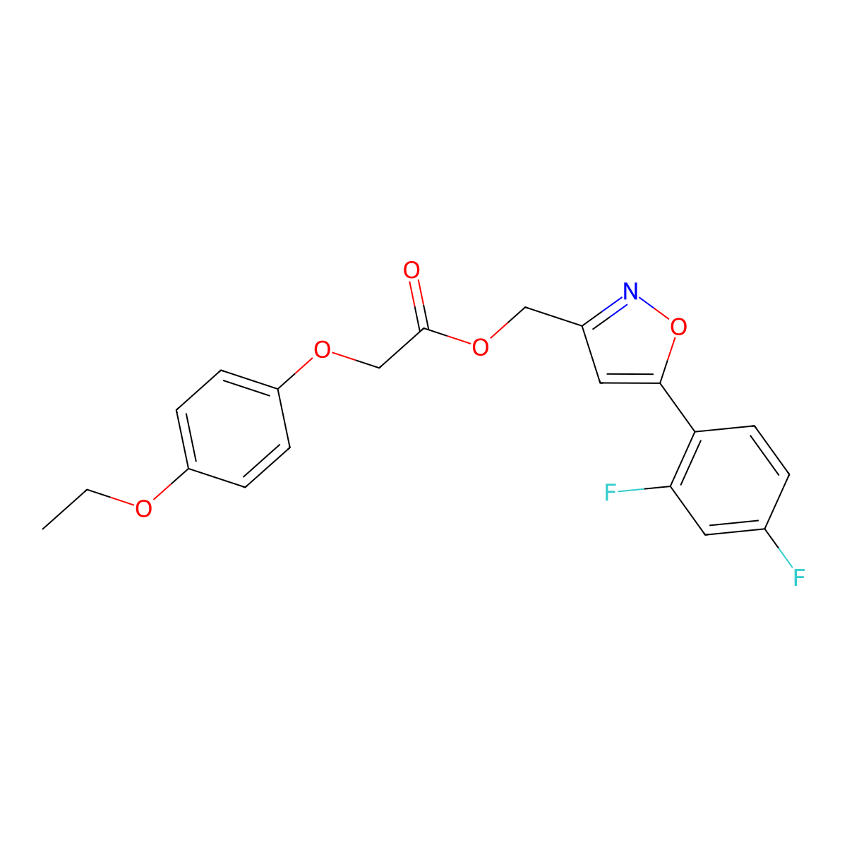 (5-(2,4-Difluorophenyl)isoxazol-3-yl)methyl 2-(4-ethoxyphenoxy)acetate molecular structure, CAS 1021122-02-0