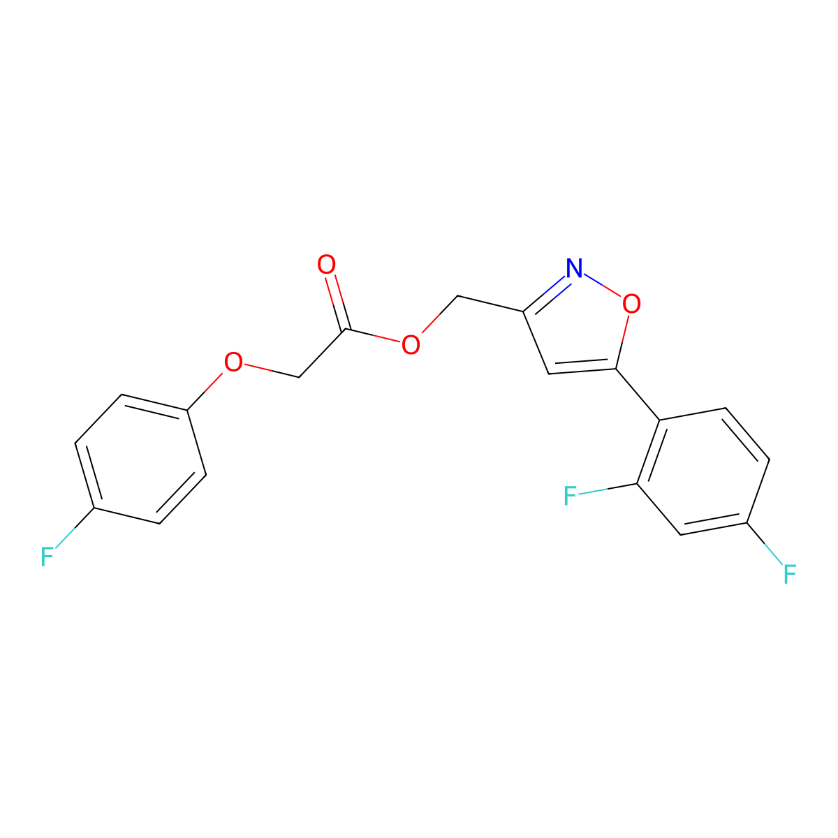(5-(2,4-Difluorophenyl)isoxazol-3-yl)methyl 2-(4-fluorophenoxy)acetate molecular structure, CAS 1021122-06-4