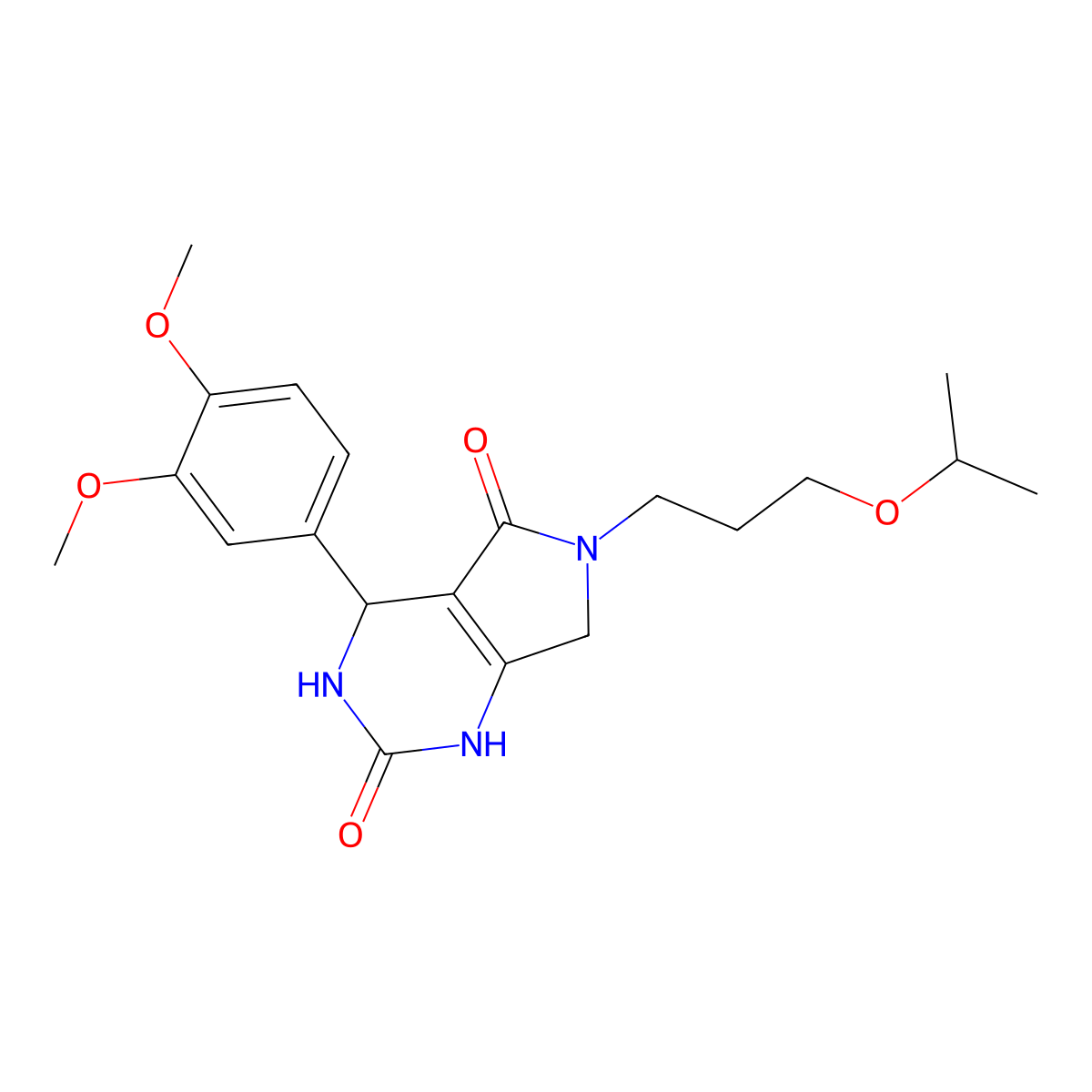 4-(3,4-dimethoxyphenyl)-6-(3-isopropoxypropyl)-3,4,6,7-tetrahydro-1H-pyrrolo[3,4-d]pyrimidine-2,5-dione molecular structure, CAS 1021122-23-5