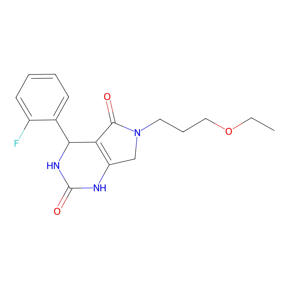 6-(3-ethoxypropyl)-4-(2-fluorophenyl)-3,4,6,7-tetrahydro-1H-pyrrolo[3,4-d]pyrimidine-2,5-dione molecular structure, CAS 1021122-29-1