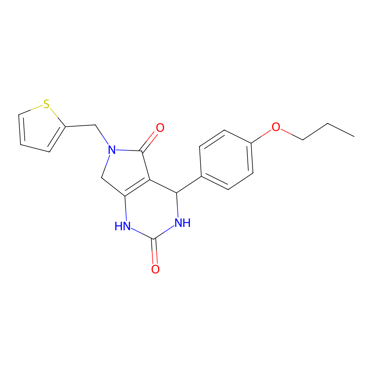 4-(4-propoxyphenyl)-6-(thiophen-2-ylmethyl)-3,4,6,7-tetrahydro-1H-pyrrolo[3,4-d]pyrimidine-2,5-dione molecular structure, CAS 1021122-34-8