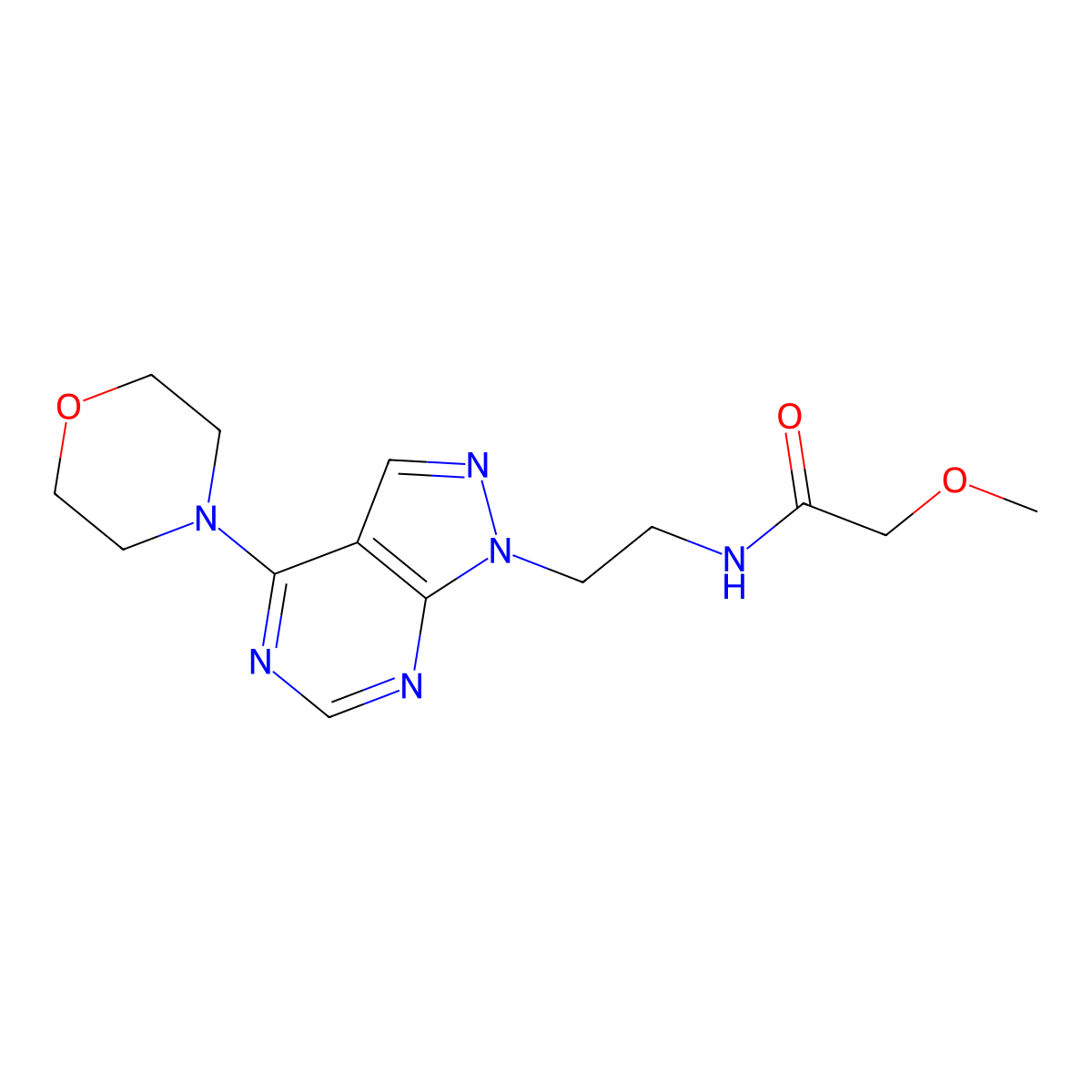 2-methoxy-N-(2-(4-morpholino-1H-pyrazolo[3,4-d]pyrimidin-1-yl)ethyl)acetamide molecular structure, CAS 1021122-59-7