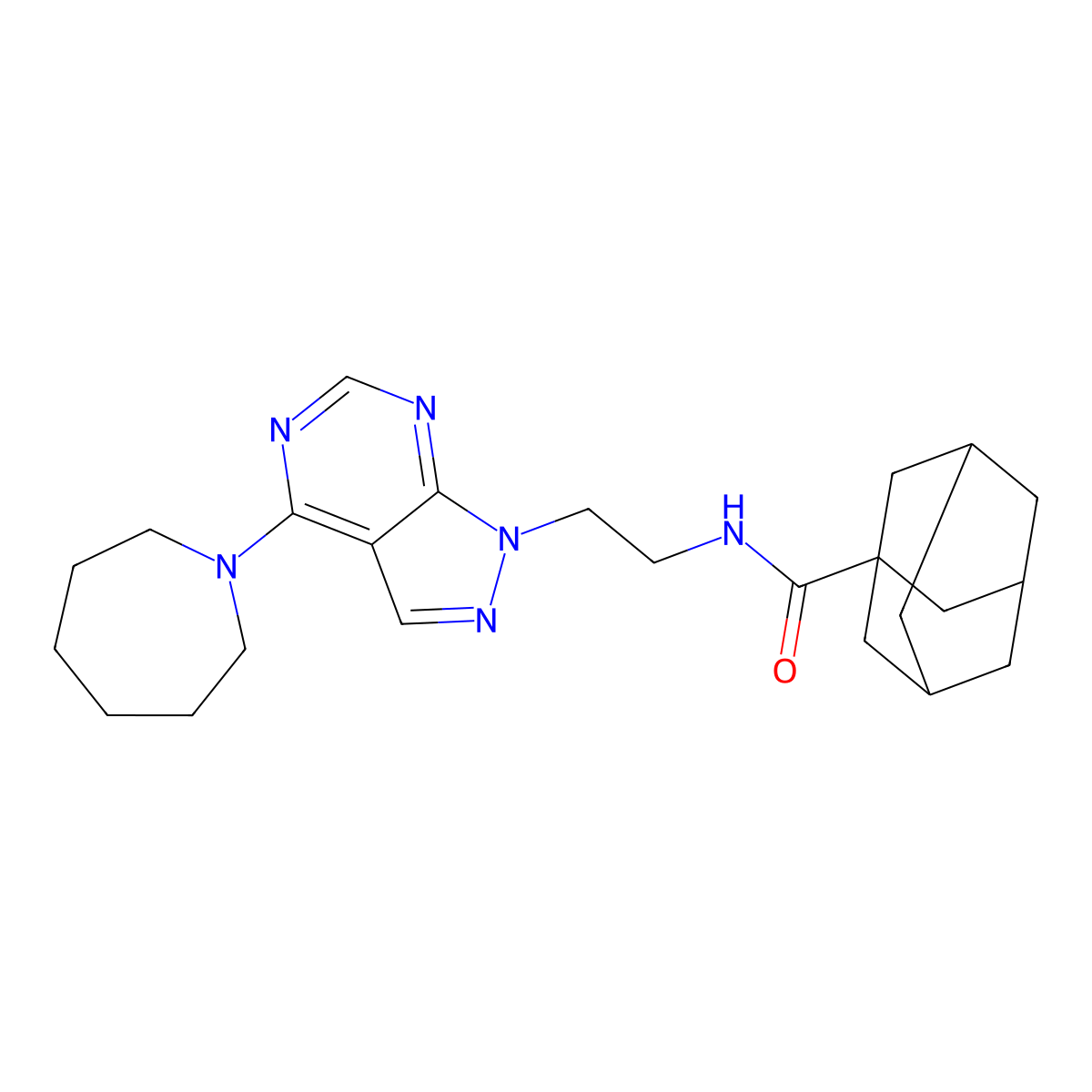 N-{2-[4-(azepan-1-yl)-1H-pyrazolo[3,4-d]pyrimidin-1-yl]ethyl}adamantane-1-carboxamide molecular structure, CAS 1021122-68-8