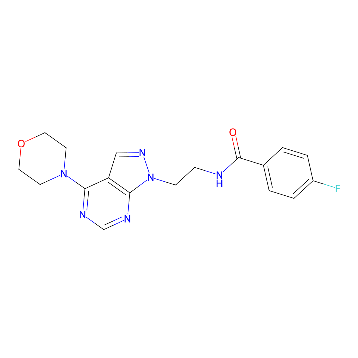 4-fluoro-N-(2-(4-morpholino-1H-pyrazolo[3,4-d]pyrimidin-1-yl)ethyl)benzamide molecular structure, CAS 1021122-77-9