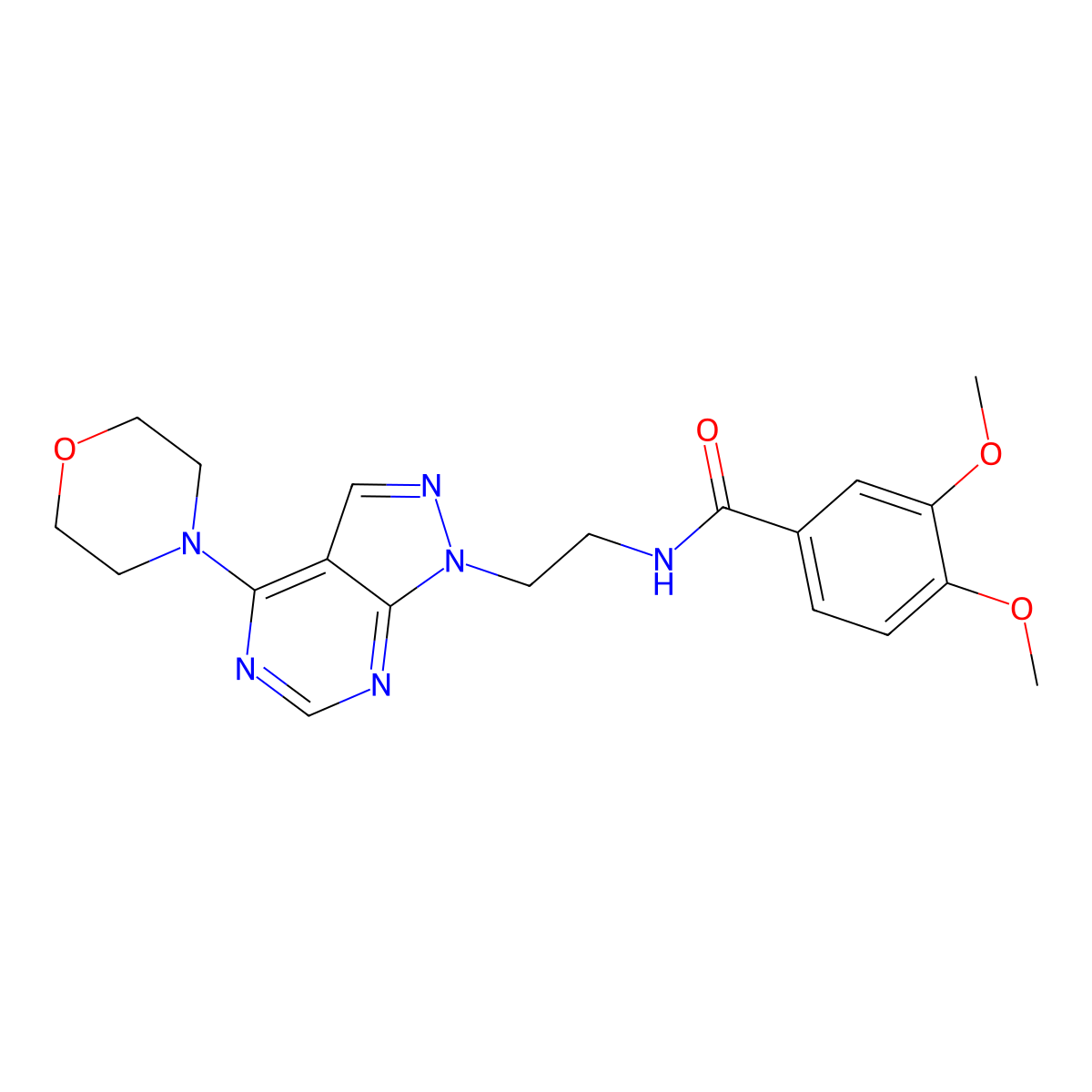 3,4-dimethoxy-N-(2-(4-morpholino-1H-pyrazolo[3,4-d]pyrimidin-1-yl)ethyl)benzamide molecular structure, CAS 1021122-85-9