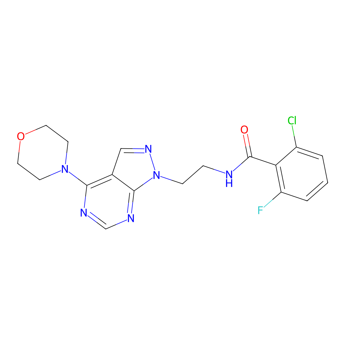 2-chloro-6-fluoro-N-(2-(4-morpholino-1H-pyrazolo[3,4-d]pyrimidin-1-yl)ethyl)benzamide molecular structure, CAS 1021122-90-6