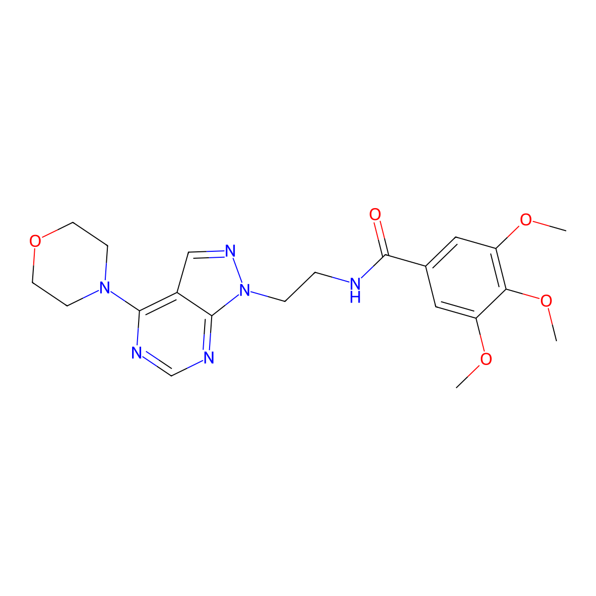 3,4,5-trimethoxy-N-(2-(4-morpholino-1H-pyrazolo[3,4-d]pyrimidin-1-yl)ethyl)benzamide molecular structure, CAS 1021122-92-8