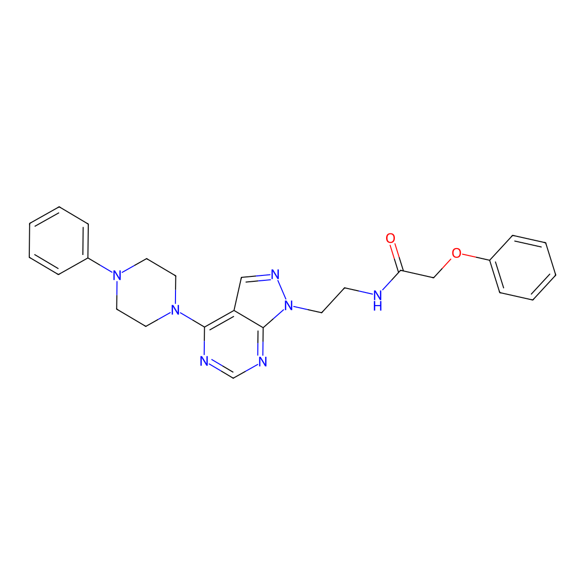 2-phenoxy-N-(2-(4-(4-phenylpiperazin-1-yl)-1H-pyrazolo[3,4-d]pyrimidin-1-yl)ethyl)acetamide molecular structure, CAS 1021123-03-4