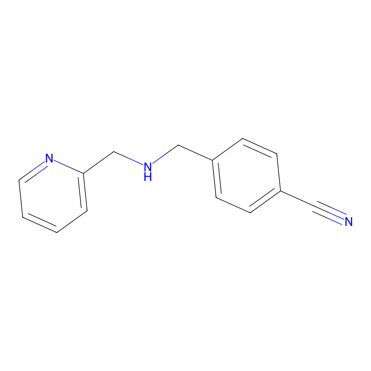 4-{[(Pyridin-2-ylmethyl)amino]methyl}benzonitrile molecular structure, CAS 1021123-09-0
