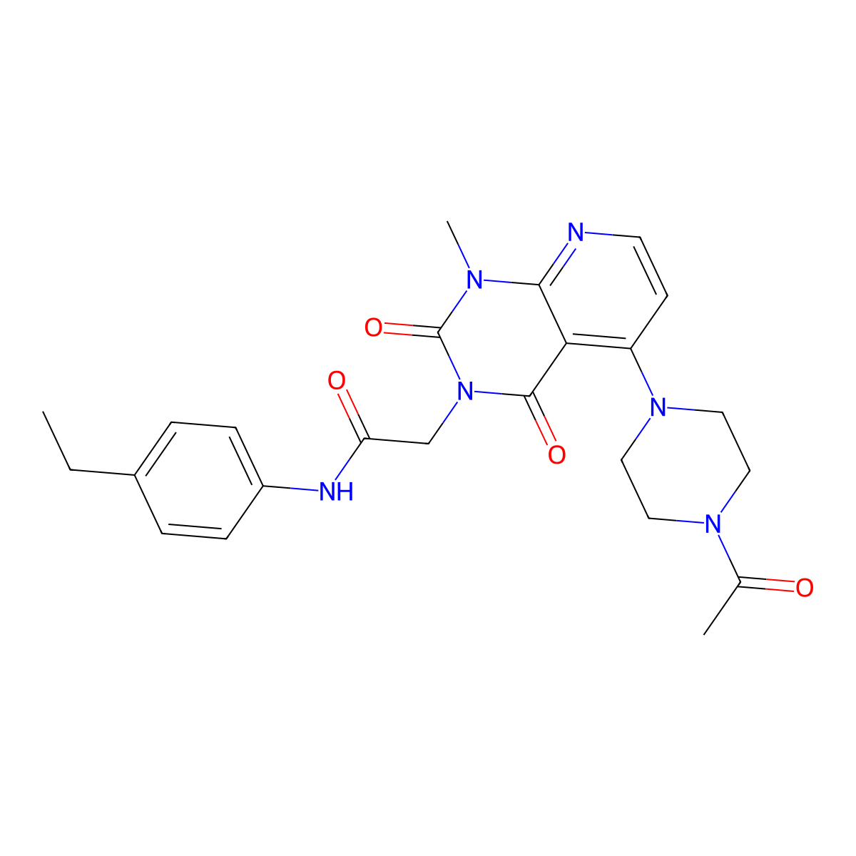 2-(5-(4-acetylpiperazin-1-yl)-1-methyl-2,4-dioxo-1,2-dihydropyrido[2,3-d]pyrimidin-3(4H)-yl)-N-(4-ethylphenyl)acetamide molecular structure, CAS 1021123-58-9