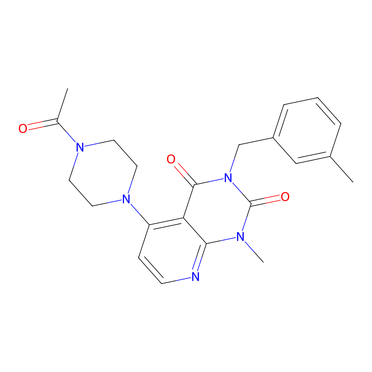 5-(4-acetylpiperazin-1-yl)-1-methyl-3-(3-methylbenzyl)pyrido[2,3-d]pyrimidine-2,4(1H,3H)-dione molecular structure, CAS 1021123-60-3