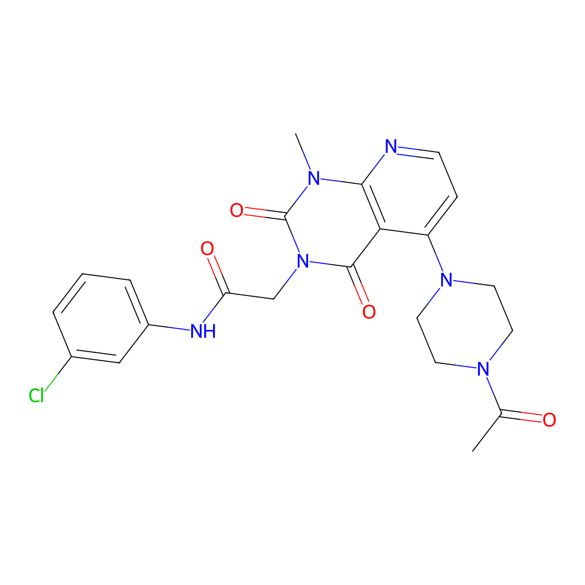 2-(5-(4-acetylpiperazin-1-yl)-1-methyl-2,4-dioxo-1,2-dihydropyrido[2,3-d]pyrimidin-3(4H)-yl)-N-(3-chlorophenyl)acetamide molecular structure, CAS 1021123-62-5