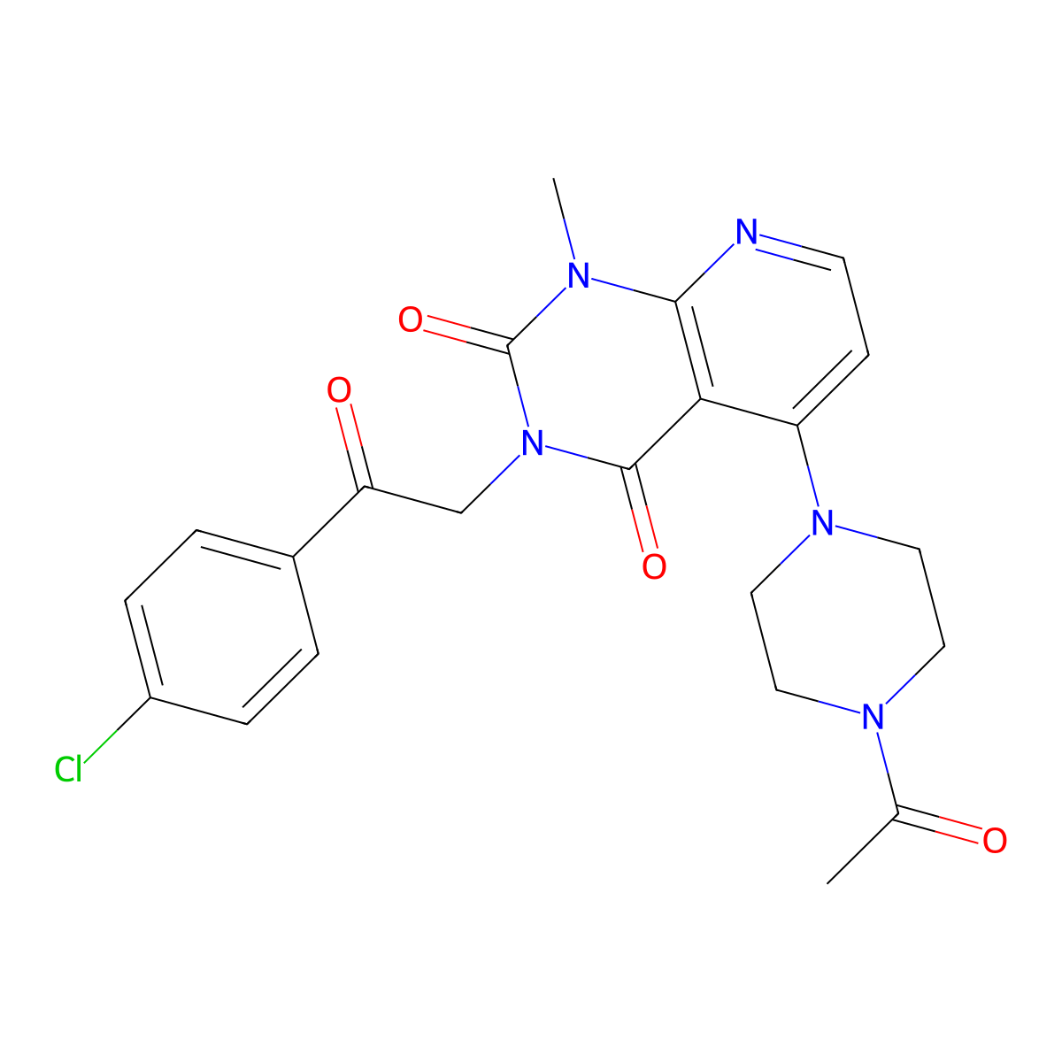 5-(4-acetylpiperazin-1-yl)-3-(2-(4-chlorophenyl)-2-oxoethyl)-1-methylpyrido[2,3-d]pyrimidine-2,4(1H,3H)-dione molecular structure, CAS 1021123-63-6