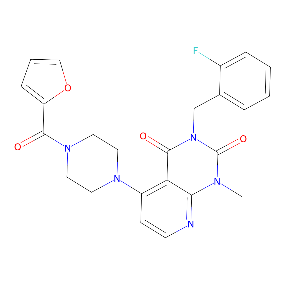 3-(2-fluorobenzyl)-5-(4-(furan-2-carbonyl)piperazin-1-yl)-1-methylpyrido[2,3-d]pyrimidine-2,4(1H,3H)-dione molecular structure, CAS 1021123-77-2