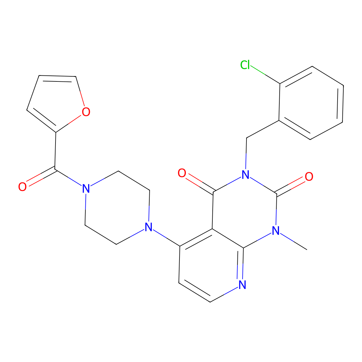 3-(2-chlorobenzyl)-5-(4-(furan-2-carbonyl)piperazin-1-yl)-1-methylpyrido[2,3-d]pyrimidine-2,4(1H,3H)-dione molecular structure, CAS 1021123-79-4