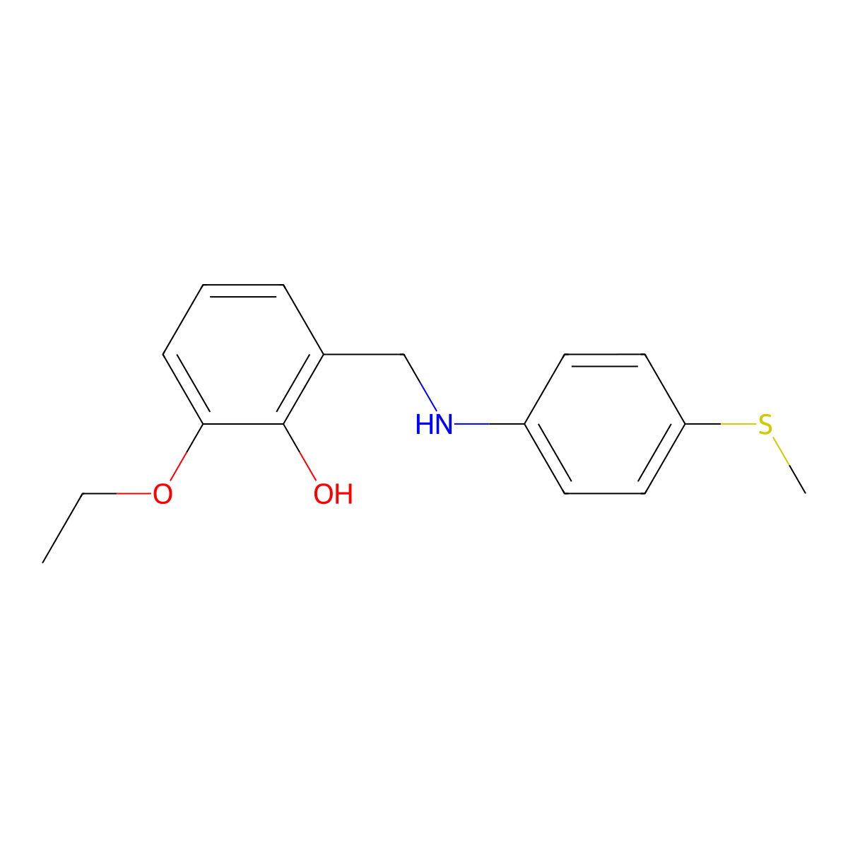 2-Ethoxy-6-({[4-(methylthio)phenyl]amino}methyl)phenol molecular structure, CAS 1021123-86-3