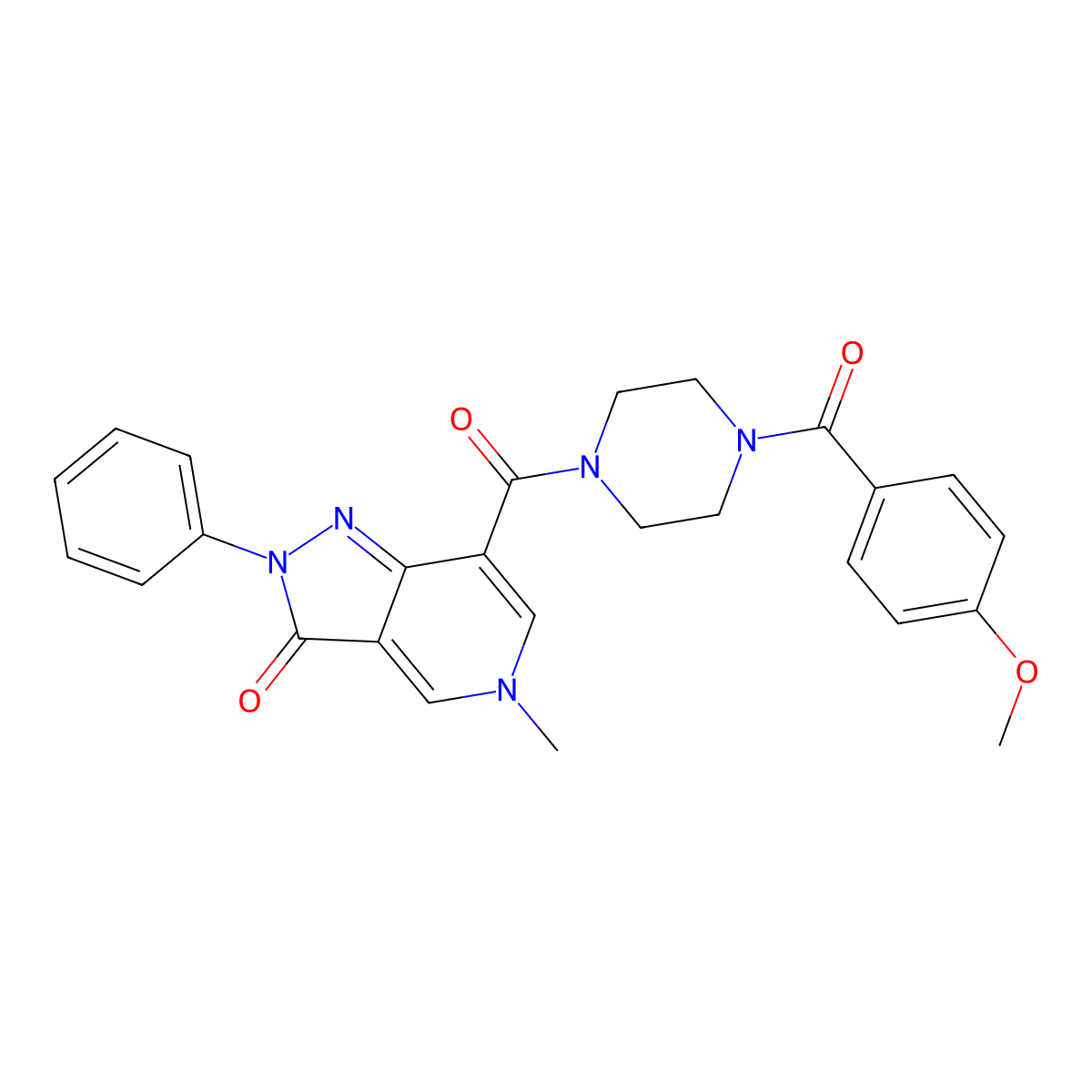 7-(4-(4-methoxybenzoyl)piperazine-1-carbonyl)-5-methyl-2-phenyl-2H-pyrazolo[4,3-c]pyridin-3(5H)-one molecular structure, CAS 1021123-87-4