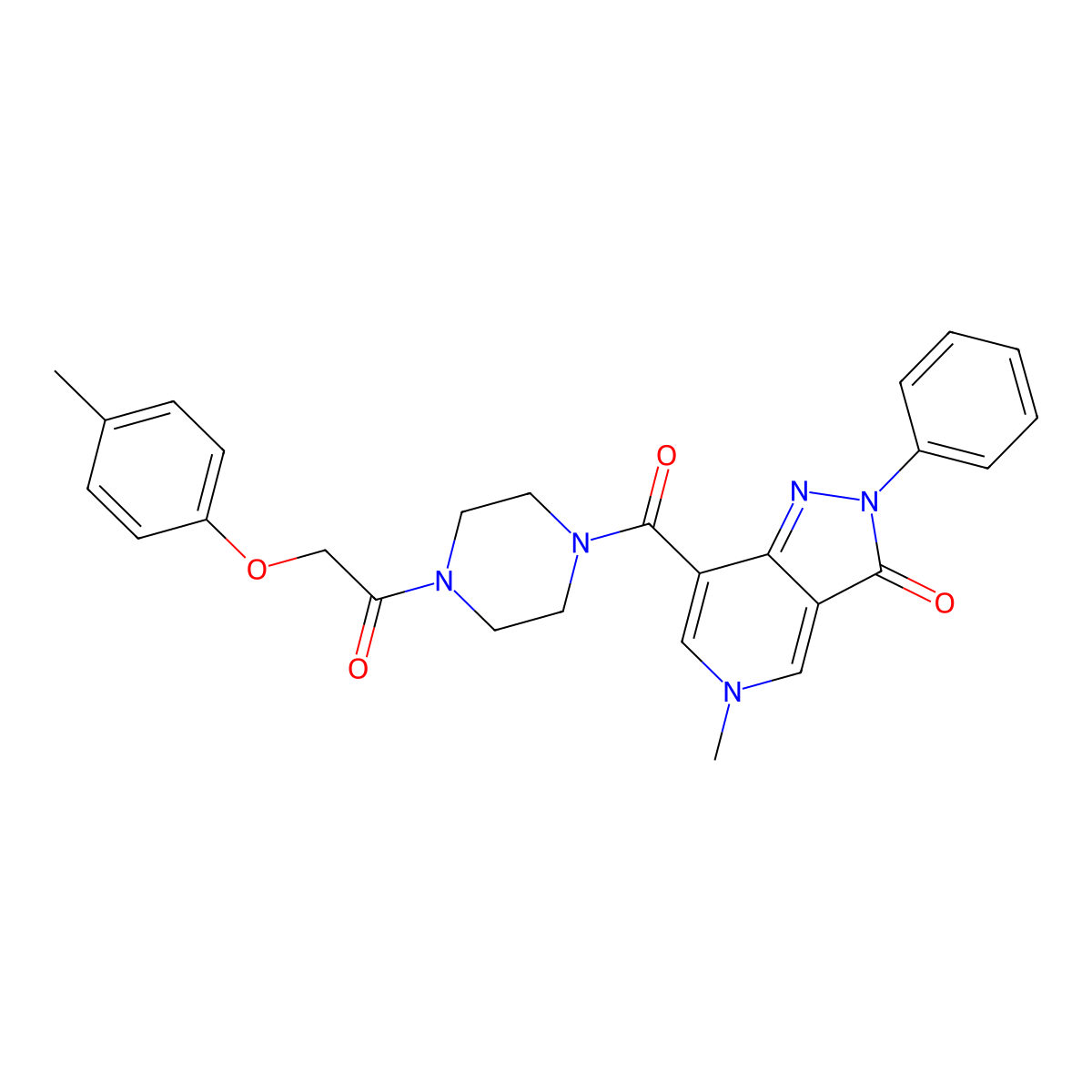 5-methyl-2-phenyl-7-(4-(2-(p-tolyloxy)acetyl)piperazine-1-carbonyl)-2H-pyrazolo[4,3-c]pyridin-3(5H)-one molecular structure, CAS 1021123-90-9