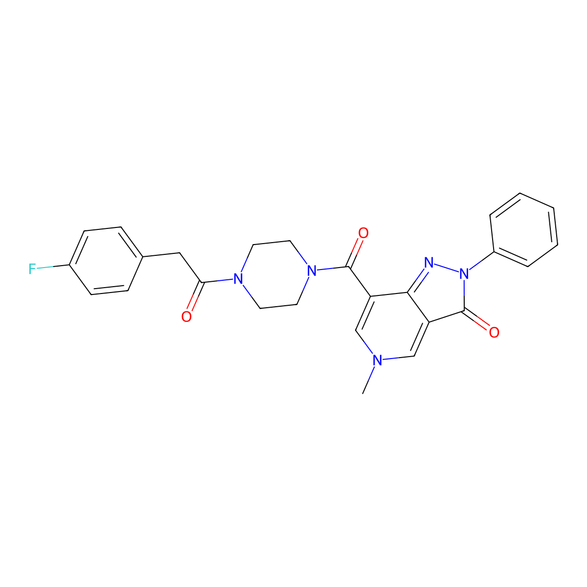 7-(4-(2-(4-fluorophenyl)acetyl)piperazine-1-carbonyl)-5-methyl-2-phenyl-2H-pyrazolo[4,3-c]pyridin-3(5H)-one molecular structure, CAS 1021123-91-0
